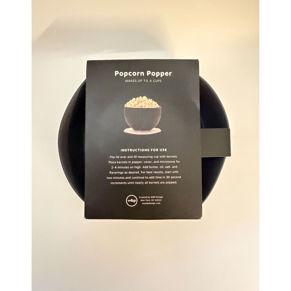 W&P Personal Popcorn Popper Gray Silicone Microwave Collapsible Bowl NWOT